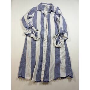 Tommy Bahama Linen Blend Casual Blue White Striped Dress Cover Up S